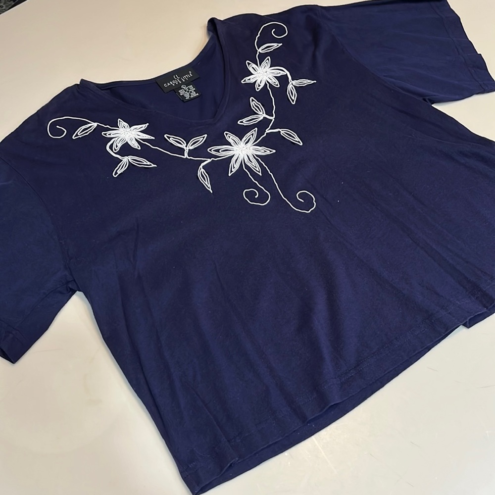 Carole Little navy/white top Large